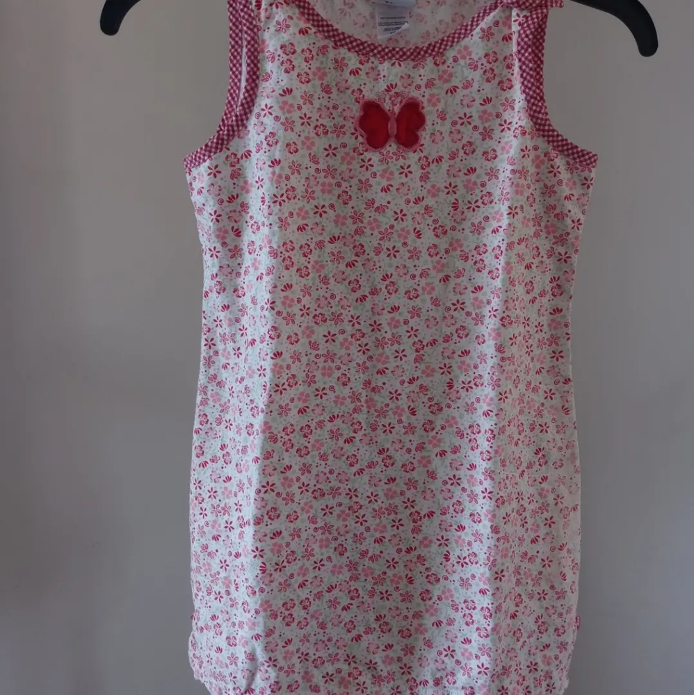 Disney Kids Girls Knee Length Sleeveless Dress in Pink & Red Floral Pattern